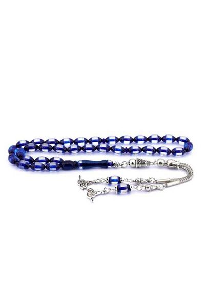 Midyat Gümüş Dünyası Blue Vertical Powder Amber Prayer Beads