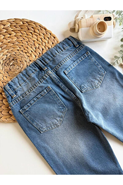 ZARİNA Mavi Yırtıklı Çocuk Unisex Jean Pantolon