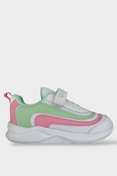 Liger Pantofi sport pentru copii alb verde - cu velcro și șireturi