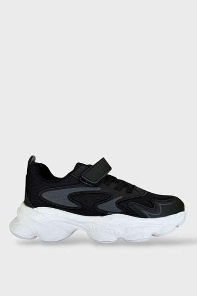 Liger Pantofi sport negri pentru copii - cu șireturi și velcro