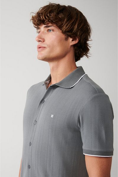 Avva Men's Gray 100% Cotton Ribbed Short Sleeve Shirt A31Y2239