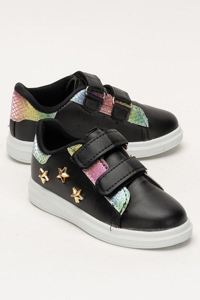 Liger Pantofi sport pentru fete cu accesorii velcro NEGRI