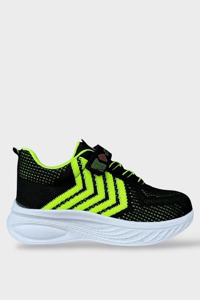 Liger Pantofi sport pentru copii tricotati cu velcro - NEGRU GALBEN