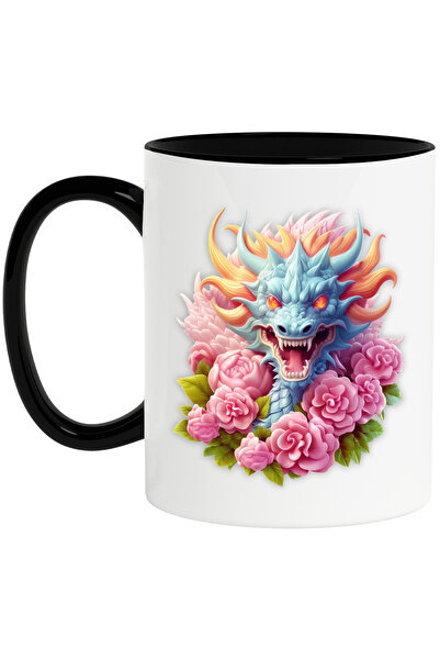 StoryGift Romania Cana cu un dragon agresiv, ilustratie, ochi in flacari, flo...