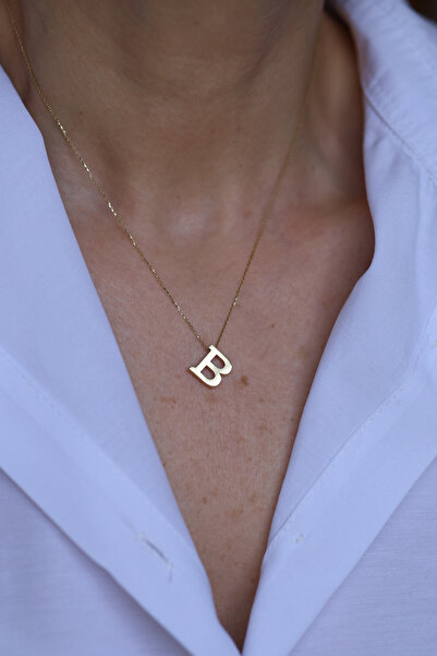 Yenigün Kuyumculuk 14 Ayar Altın B Harfli Kolye 1 Cm Genişlik