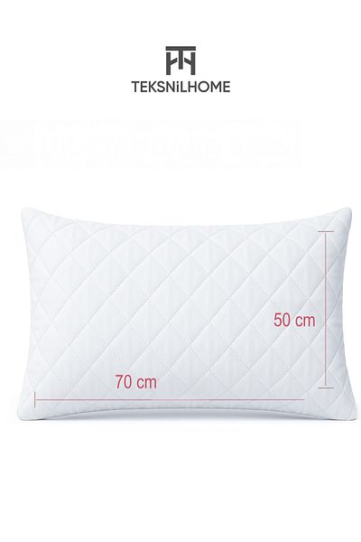 TeksNil Home 2 Pieces Ultrasonic Quilted Zippered Pillow Protector Mattress 50X70 cm