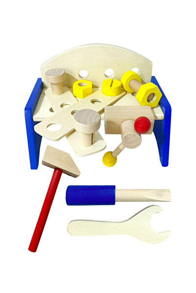 Hyd Ahşap Tak Tezgahlı Tamir Seti Çekiçli Vidalama Eğitici Oyuncak Yapı Blokları