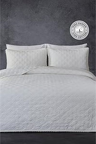 Mu Art Ahşap 100% Cotton Double Custom Stone Wash Bedspread Barbara 3 Piece Luxury Soft Durable Modern