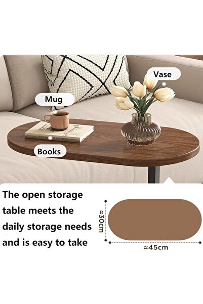 1st Modern Design Brown Side Table Made of Wood for Bed and Sofa - 64x30x50 cm