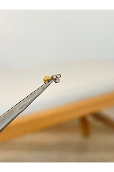 Rupen Kraft 316 L Cerrahi Çelik 3 Opal Taşlı Conch Kıkırdak Helix Dudak Tragu...