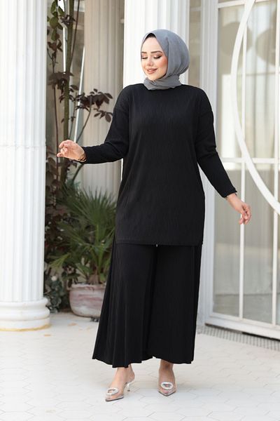N.S NEVA STYLE Black Hijab Double Suit 12941S