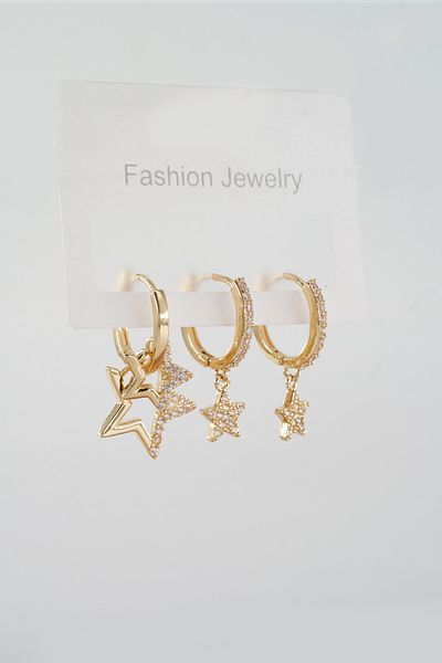 ARTEMİSİA Women's Vip Series Antiallergenic Zircon Stone Mixed Figure 3-Piece Earring Set