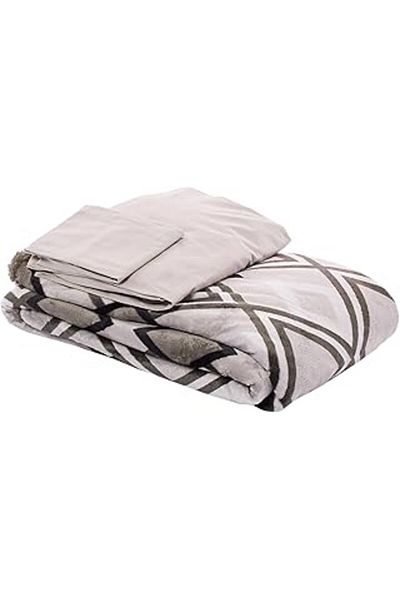 Mu Art Ahşap Crown Fitted Sheet Set Cotton Blanket Polyester Harlow Bedding Set Gray Single