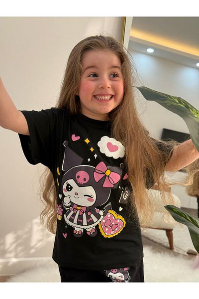 babymoon kids Kuromi Printed Bottom Top T-Shirt Shorts Set