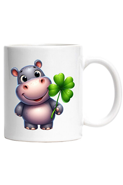 StoryGift Romania Cana cu un pui de hipopotam vesel | noroc | Irlanda | trifo...
