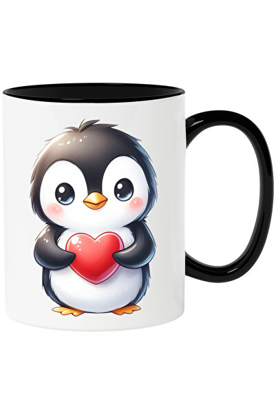 StoryGift Romania Cana cu un pui de pinguin care tine o inima in brate | ilus...
