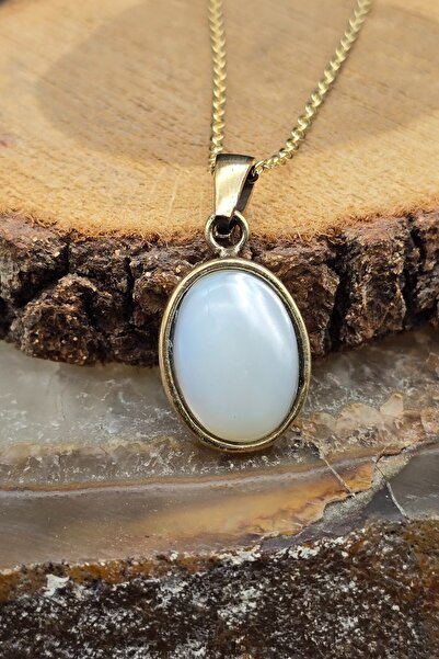 NBS Beautiful Naturel Stones Bakır Selenit Taşlı Kolye Trend Saf Bakır ( Kaplama Zincir ) ( Hediyelik , Günlük , Özel Günler )