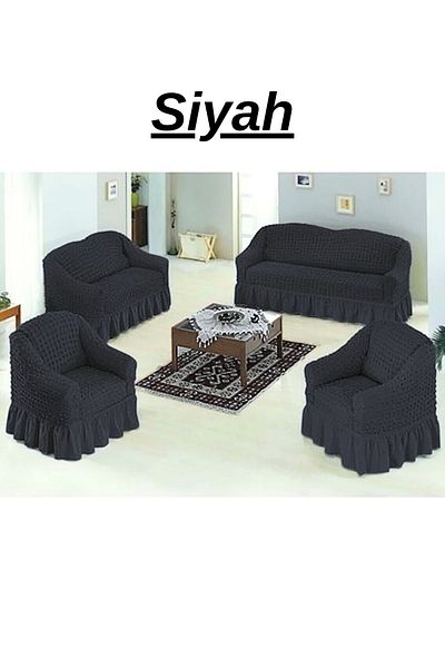 kanway Bürümcük 3+3+1+1 Washable Sofa Cover Set. Flexible Seat Cover on the Rubber.