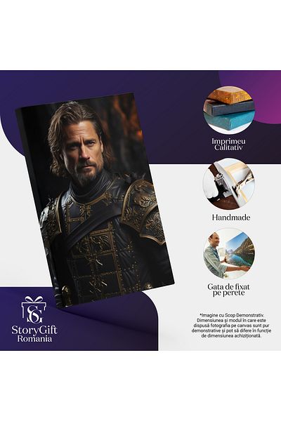 StoryGift Romania Tablou Canvas: Portret Cavaler Barbat Par Lung Stil Jaime Lannister Game Of Thrones Tinuta Inte