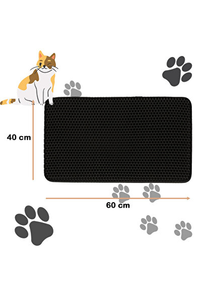 OEM Covoras impermeabil pentru litiera pisici, dimensiune 40 x 60 cm, dublu strat, culoare Neagra