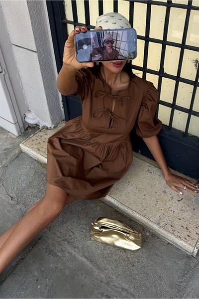 Kokosh moda Φόρεμα με φιόγκο μπροστά και μανίκια μπαλόνι 2893