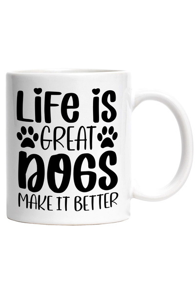 StoryGift Romania Cana cu textul "Life is great, dogs make it better" - viata...