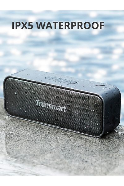 Tronsmart مكبر صوت محمول بتقنية البلوتوث من ترونسمارت T2 ميني، مقاوم للماء، مدة تشغيل تصل إلى 18 ساعة، يدعم بطاقة Aux TF وU-Disk - أسود