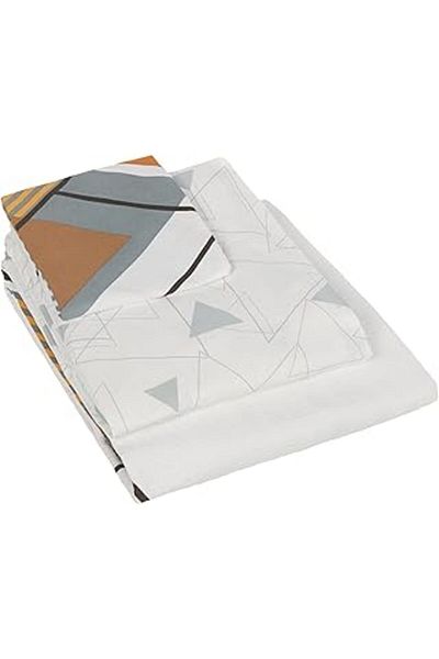 Mu Art Ahşap Taç date geometric patterned %100 cotton bedspread set, taba, single size