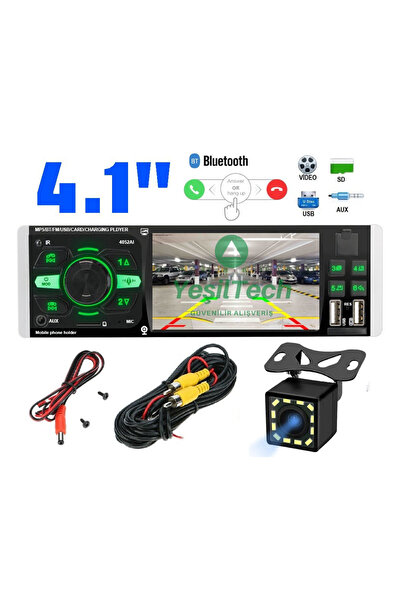 EXVOL Oto Teyp Park Ledli Kamera Hediyeli 4.1 Inc 2 Usb Hd 7 Renk 4*60w Bluetoth-mp5