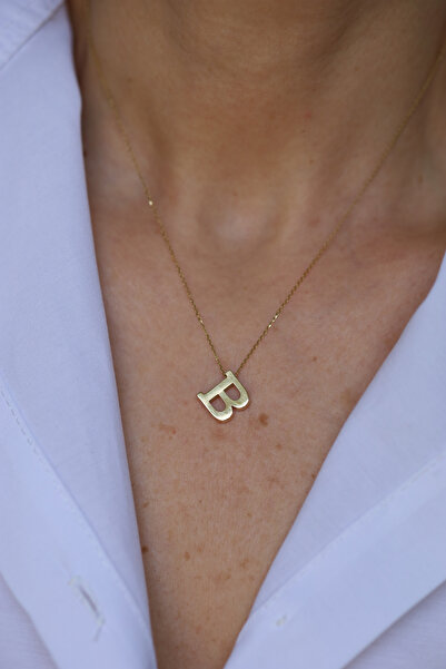 Yenigün Kuyumculuk 14 Ayar Altın B Harfli Kolye 1 Cm Genişlik