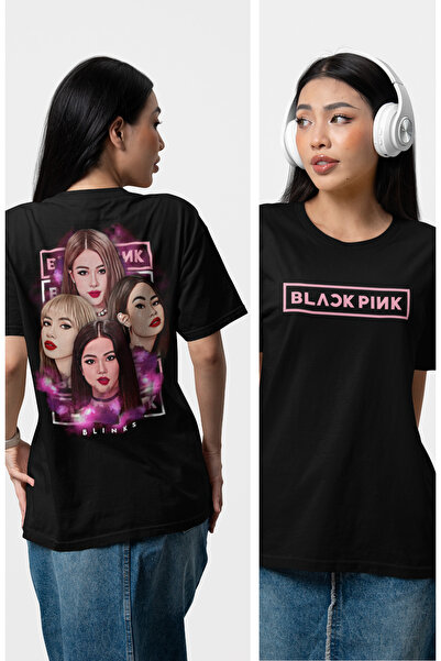 Fuddy Moda Blackpink grupa Natrag Štampano T-shirt, unisex K-Pop Štampano majica