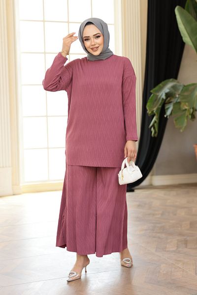 N.S NEVA STYLE Dusty Rose Hijab Double Set 12941Gk