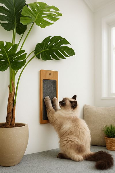 ESLENTA Wooden Natural Cat Scratching Board - Wall Mounted Solid