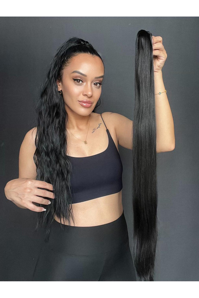 Suzan Peruk Kestane Tak ve Çık Tokalı Dalgalı At Kuyruğu - Mini Mandallı postiş