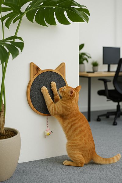 ESLENTA Wooden Wall Mounted - Round Cat Scratching Board