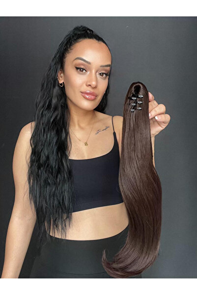 Suzan Peruk Tak ve Çık Tokalı Dalgalı At Kuyruğu - Mandallı postiş