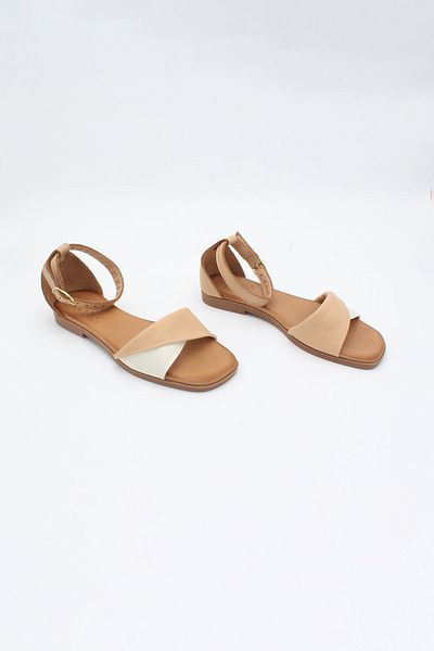 ENDİCAN 246 Rvg-6 Women's Genuine Leather Sandals Beige Vizon
