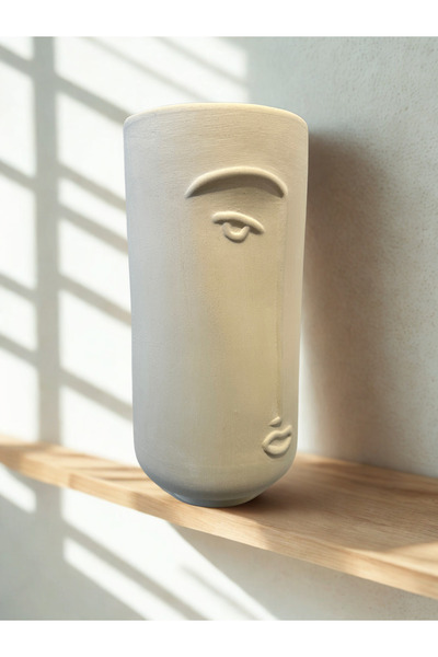 İki Cadı Tasarım Yarım Yüzlü Face Vazo Saksı Dekoratif Seramik Modern Obje