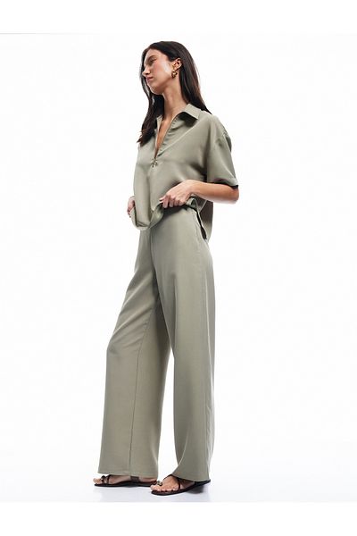 Koton Modal Cupro Fabric High Waist Wide Leg Pants