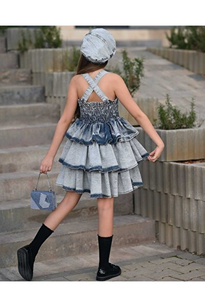 Kids KIZ ÇOCUK  ELBİSE KOMBİNİ (Çanta /Şapka /Çorap)