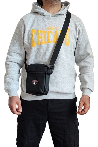 Outlet Çarşım Ανδρική τσάντα ώμου Michigan Black Crossbody με 2 εσωτερικές τσέπες