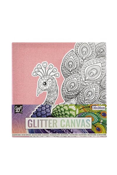 CraftID Картина върху платно с шарка и брокат 30x30 см - Паун