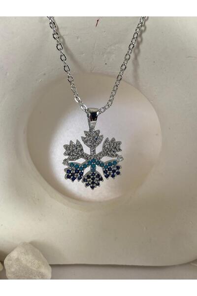 KANERUZ قلادة حجر الزركون الملونة على شكل ندفة الثلج