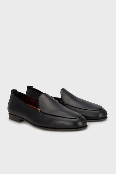 Santoni Genuine Leather Stitching Detailed Loafer Shoes Men's Shoes Mgec19088Smommemn01