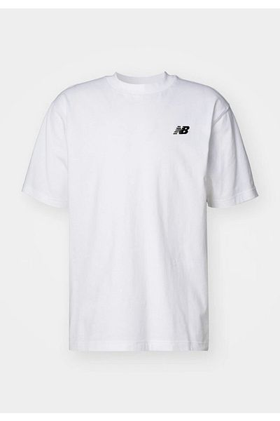 New Balance Mnt1537 Κλασικό Βασικό Λογότυπο Λευκό Ανδρικό T-Shirt