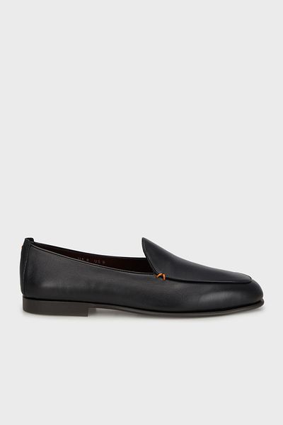 Santoni Genuine Leather Stitching Detailed Loafer Shoes Men's Shoes Mgec19088Smommemn01