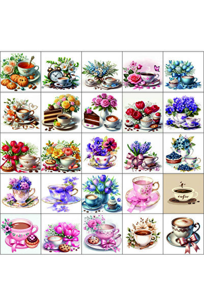 Neşeli Atölyem 25 Adet Kahve Yanı Çikolata Her Biri Farklı Tasarımda