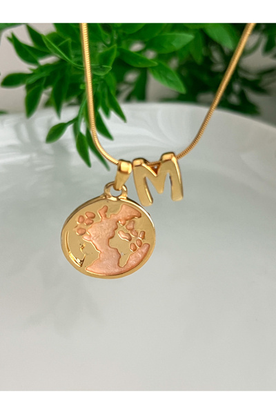 ALEYKA Actin Plated Letter World Necklace Designed with Steel Chain