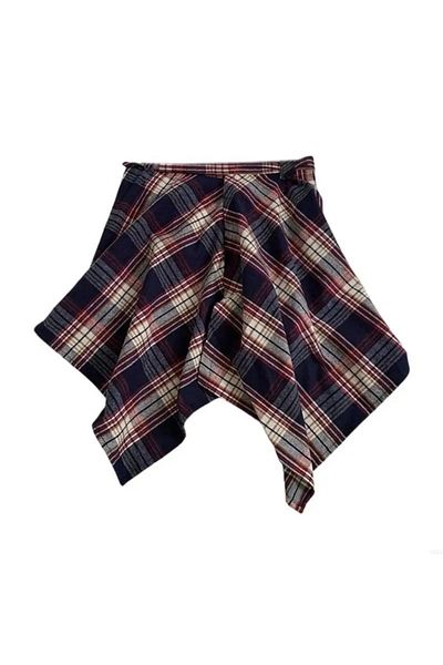 stilim trend Vintage Harajuku Checked Shirt Extender Hong Kong Style Skirt