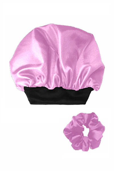 Deko Dekor Set de șapcă și agrafă pentru păr ondulat din satin roz pudrat